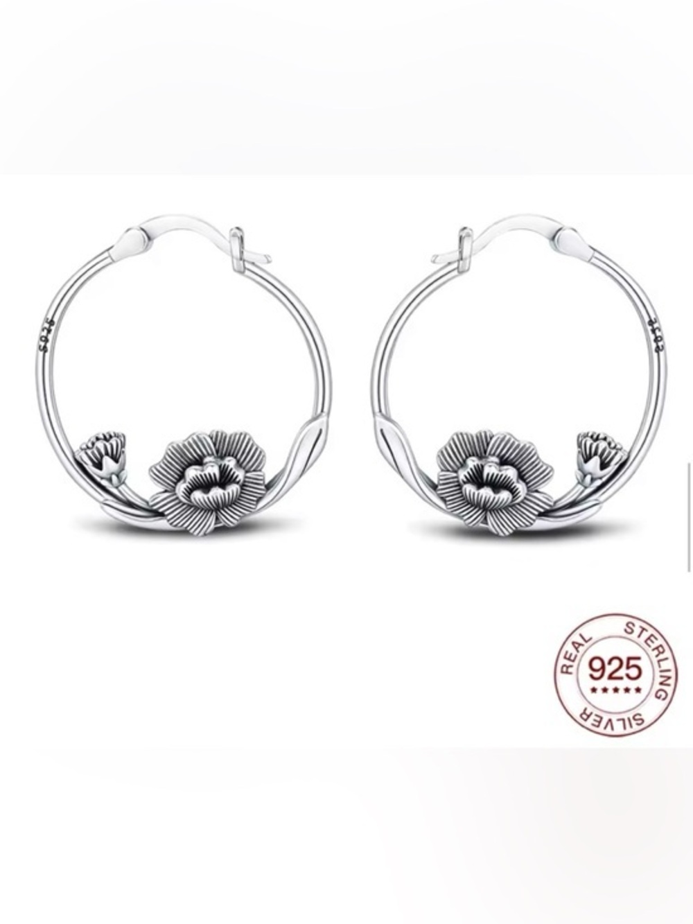 New .925 Lotus Hoops